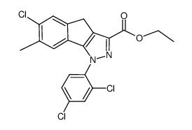 ethyl 6-chloro-1-(2,4-dichlorophenyl)-7-methyl-1,4-dihydroindeno[1,2-c]pyrazole-3-carboxylate结构式