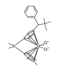 ansa-[Hf(Me2Si(η5-C5Me4)(η5-C5H3(CH(t-Bu)Ph)))Cl2] Structure