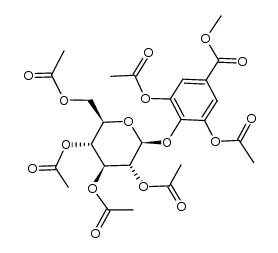 3,5-Di-O-acetyl-4-O-(2,3,4,6-tetra-O-acetyl-β-D-glucopyranosyl)gallussaeuremethylester Structure