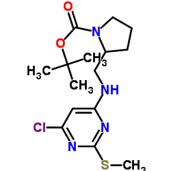 tert-butyl 2-[[(6-chloro-2-methylsulfanyl-pyrimidin-4-yl)amino]methyl]pyrrolidine-1-carboxylate structure