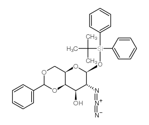 TERT-BUTYLDIPHENYLSILYL-2-AZIDO-4,6-O-BENZYLIDENE-2-DEOXY-β-D-GALACTOPYRANOSIDE结构式