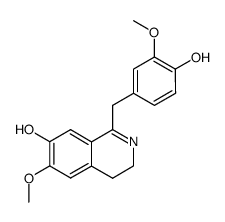 3,4-dihydro-1-(4'-hydroxy-3'-methoxybenzyl)-6-methoxyisoquinolin-7-ol结构式