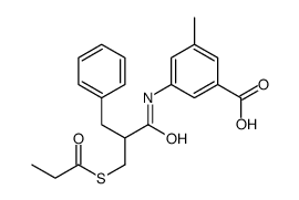 3-[(2-benzyl-3-propanoylsulfanylpropanoyl)amino]-5-methylbenzoic acid Structure