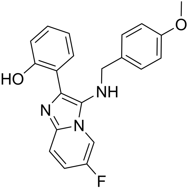 Phenol, 2-[6-fluoro-3-[[(4-methoxyphenyl)methyl]amino]imidazo[1,2-a]pyridin-2-yl]-结构式