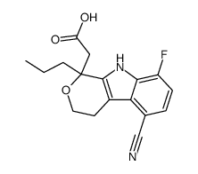 5-Cyano-8-fluoro-1-propyl-1,3,4,9-tetrahydropyrano[3,4-b]indole-1-acetic acid结构式