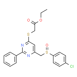 ETHYL 2-[(6-([(4-CHLOROPHENYL)SULFINYL]METHYL)-2-PHENYL-4-PYRIMIDINYL)SULFANYL]ACETATE Structure