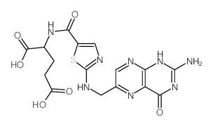 2-[[2-[(2-amino-4-oxo-1H-pteridin-6-yl)methylamino]1,3-thiazole-5-carbonyl]amino]pentanedioic acid结构式