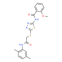 N-(5-((2-((2,5-dimethylphenyl)amino)-2-oxoethyl)thio)-1,3,4-thiadiazol-2-yl)-2-methoxybenzamide结构式