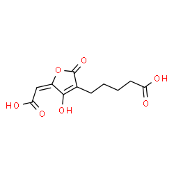 5-[(E)-Carboxymethylene]-2,5-dihydro-4-hydroxy-2-oxo-3-furanpentanoic acid structure