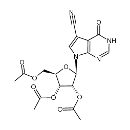 3,4-dihydro-4-oxo-7-(2,3,5-tri-O-acetyl-β-D-ribofuranosyl)pyrrolo[2,3-d]pyrimidine-5-carbonitrile Structure