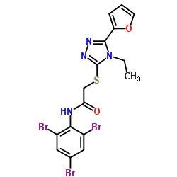 2-{[4-Ethyl-5-(2-furyl)-4H-1,2,4-triazol-3-yl]sulfanyl}-N-(2,4,6-tribromophenyl)acetamide Structure