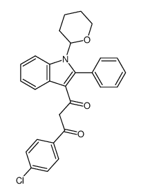 1-(4-Chloro-phenyl)-3-[2-phenyl-1-(tetrahydro-pyran-2-yl)-1H-indol-3-yl]-propane-1,3-dione结构式