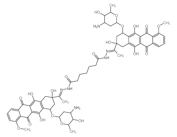 Heptanedioic acid,bis[[1-[4-[(3-amino-2,3,6-trideoxy-a-L-lyxo-hexopyranosyl)oxy]-1,2,3,4,6,11-hexahydro-2,5,12-trihydroxy-7-methoxy-6,11-dioxo-2-naphthacenyl]ethylidene]hydrazide],dihydrochloride, [2S结构式