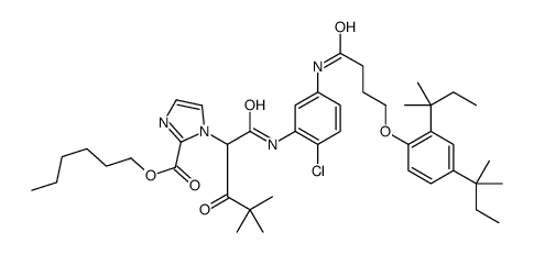 hexyl 1-[1-[[[5-[[4-[2,4-bis(tert-pentyl)phenoxy]-1-oxobutyl]amino]-2-chlorophenyl]amino]carbonyl]-3,3-dimethyl-2-oxobutyl]-1H-imidazolecarboxylate结构式