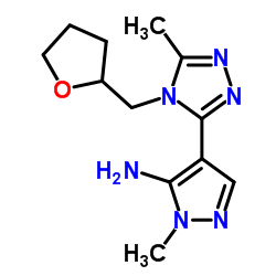 1-Methyl-4-[5-methyl-4-(tetrahydro-2-furanylmethyl)-4H-1,2,4-triazol-3-yl]-1H-pyrazol-5-amine Structure