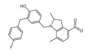 1-[3-(4-fluorobenzyl)-4-hydroxybenzyl]-2,7-dimethyl-4 -nitro-1H-indoline结构式