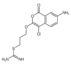 7-amino-4-chloro-3-(3-isothiureidopropoxy)isocoumarin structure