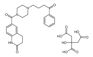 2-hydroxypropane-1,2,3-tricarboxylic acid,6-[4-(4-oxo-4-phenylbutyl)piperazine-1-carbonyl]-3,4-dihydro-1H-quinolin-2-one结构式