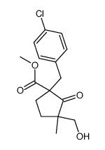 1-(4-chlorobenzyl)-3-hydroxymethyl-3-methyl-2-oxo-cyclopentancarboxylic acid methyl ester结构式