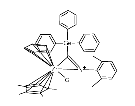 CpCp'Zr{η2-C(N-2,6-Me2C6H3)GePh3}Cl Structure