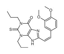 1H-Purin-6-one, 1,2,3,7-tetrahydro-8-(2-(3,4-dimethoxyphenyl)ethenyl)- 1,3-dipropyl-2-thioxo-,(E)-结构式