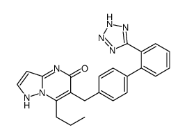 2-propyl-3-[[4-[2-(2H-tetrazol-5-yl)phenyl]phenyl]methyl]-1,5,9-triaza bicyclo[4.3.0]nona-2,5,7-trien-4-one结构式