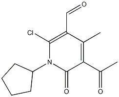 5-乙酰基-2-氯-1-环戊基-1,6-二氢-4-甲基-6-氧代-3-吡啶甲醛结构式