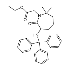(S)-Hexahydro-6-[(triphenylmethyl)amino]-2,2-dimethyl-7-oxo-1H-azepine-1-acetic acid, ethyl ester Structure