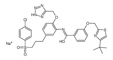 sodium,3-[(4-tert-butyl-1,3-thiazol-2-yl)methoxy]-N-[5-[3-(4-chlorophenyl)sulfonylpropyl]-2-(2H-tetrazol-5-ylmethoxy)phenyl]benzamide结构式