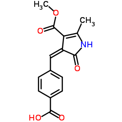 4-{(Z)-[4-(Methoxycarbonyl)-5-methyl-2-oxo-1,2-dihydro-3H-pyrrol-3-ylidene]methyl}benzoic acid结构式