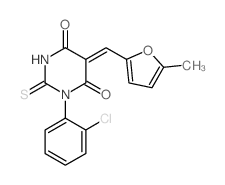 (5Z)-1-(2-chlorophenyl)-5-[(5-methylfuran-2-yl)methylidene]-2-sulfanylidene-1,3-diazinane-4,6-dione Structure