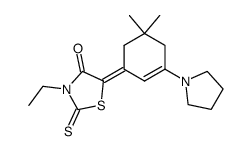 3-Ethyl-5-<5,5-dimethyl-1-(1-pyrrolidinyl)-1-cyclohexen-3-ylidene>-rhodanine结构式