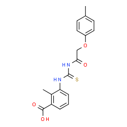 2-METHYL-3-[[[[(4-METHYLPHENOXY)ACETYL]AMINO]THIOXOMETHYL]AMINO]-BENZOIC ACID结构式