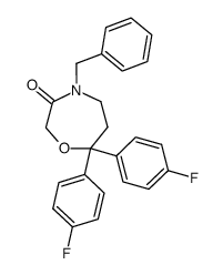 4-benzyl-7,7-bis-(4-fluoro-phenyl)-[1,4]oxazepan-3-one结构式