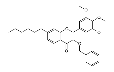 3-benzyloxy-7-hexyl-2-(3,4,5-trimethoxy-phenyl)-chromen-4-one结构式