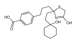 4-(3-((2-(1-hydroxycyclohexyl)ethyl)-4-oxo-2-thiazolidinyl)propyl)benzoic acid structure