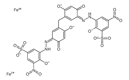 [mu-[3-[[5-[[2,4-dihydroxy-5-[(2-hydroxy-3-nitro-5-sulphophenyl)azo]phenyl]methyl]-2,4-dihydroxyphenyl]azo]-2-hydroxy-5-nitrobenzenesulphonato(6-)]]diiron结构式