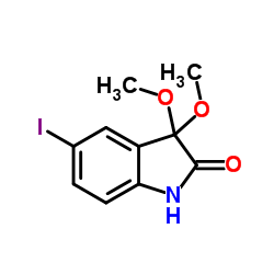 5-Iodo-3,3-dimethoxy-1,3-dihydro-2H-indol-2-one结构式