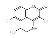 3,6-dichloro-4-(2-hydroxyethylamino)chromen-2-one结构式