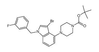 4-[3-bromo-1-(3-fluoro-benzyl)-1H-indol-4-yl]-piperazine-1-carboxylic acid tert-butyl ester结构式