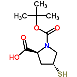 (4R)-1-{[(2-Methyl-2-propanyl)oxy]carbonyl}-4-sulfanyl-L-proline Structure