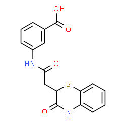 3-(2-(3-oxo-3,4-dihydro-2H-benzo[b][1,4]thiazin-2-yl)acetamido)benzoic acid结构式