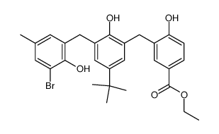 2-<3-(3-bromo-5-methylsalicyl)-5-tert-butylsalicyl>-4-carbethoxyphenol结构式