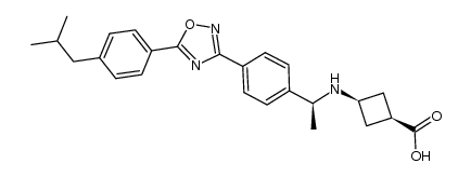 cis-3-{[(1S)-1-{4-[5-(4-isobutylphenyl)-1,2,4-oxadiazol-3-yl]phenyl}ethyl]amino}cyclobutanecarboxylic acid结构式