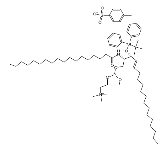 2-(((((2S,3R,E)-3-((tert-butyldiphenylsilyl)oxy)-2-stearamidooctadec-4-en-1-yl)oxy)(methoxy)phosphanyl)oxy)-N,N,N-trimethylethan-1-aminium 4-methylbenzenesulfonate结构式