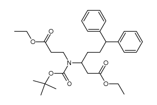 ethyl N-(tert-butyloxycarbonyl)-N-(2-carbethoxyethyl)-3-amino-6,6-diphenylcaproate结构式