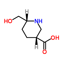 (3R,6R)-6-(Hydroxymethyl)-3-piperidinecarboxylic acid Structure