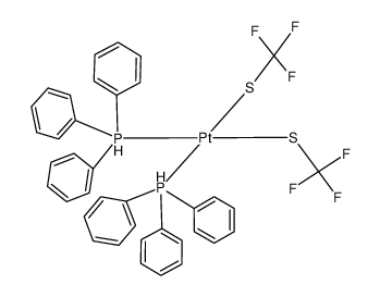 cis-{Pt(SCF3)2(P(C6H5)3)2} Structure