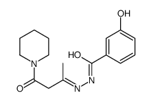 3-hydroxy-N-[(E)-(4-oxo-4-piperidin-1-ylbutan-2-ylidene)amino]benzamide Structure