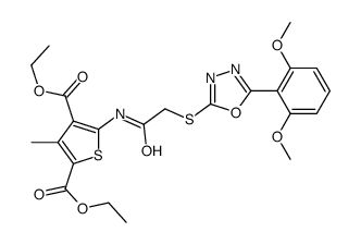 diethyl 5-[[2-[[5-(2,6-dimethoxyphenyl)-1,3,4-oxadiazol-2-yl]sulfanyl]acetyl]amino]-3-methylthiophene-2,4-dicarboxylate结构式